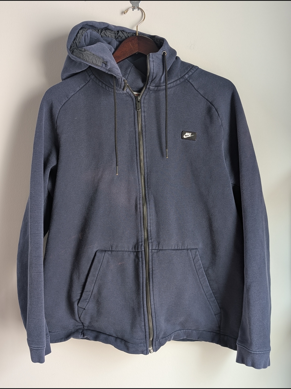Vtg Nike Hoodie Red Tag Sportswear Full Zip Long Sleeve Blue Men's XL Pockets